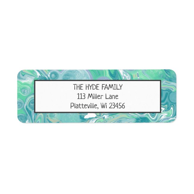 Blåfärgad målningsfluid Art-etikett Returadress Etikett (Framsidan)