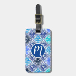 Blåfärgad marockansk Tile Mönster Bagagebricka
