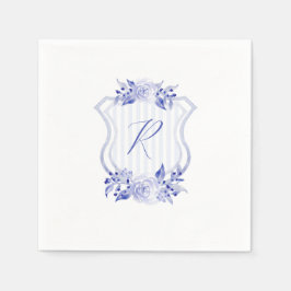 Blåfärgad monogram Blommigt Napkins Pappersservett