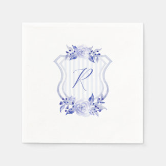 Blåfärgad monogram Blommigt Napkins Pappersservett