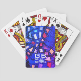 Blåfärgad monokulär geometrisk vibrerande rosa röd casinokort