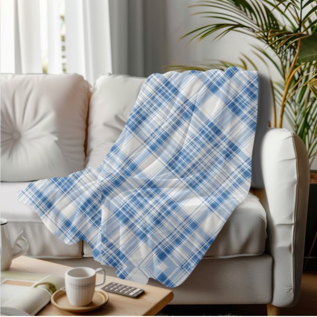 Blåfärgad Mysigt Tartan Classic Checkered Mönster Fleecefilt (Skapare uppladdad)