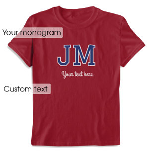 Blåfärgad Namn-texttext, monogrammad, anpassningsb T Shirt