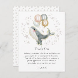 Blåfärgad och Guld vattenfärgad Cute Whale - tackk Inbjudningar