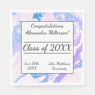 Blåfärgad och Rosa, marmorerad färg Färgbläck Papp Pappersservett