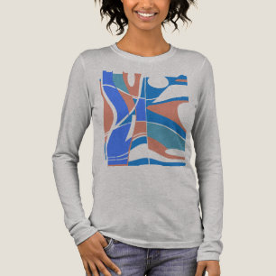 Blåfärgad Orange Teal Swirling Geometric MCM look T Shirt