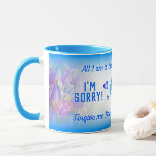 Blåfärgad övertoning JAG ÄR SORRY MED Rosa Blommig Mugg