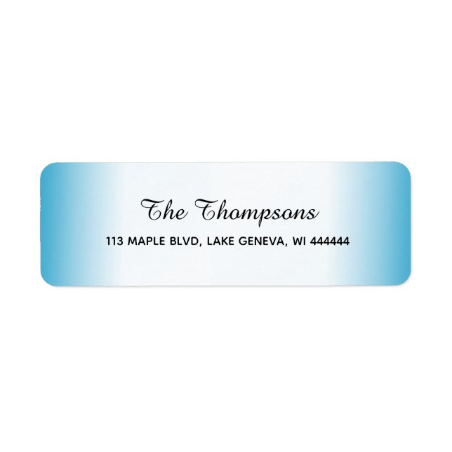 Blåfärgad övertoning med enkel Elegant Returadress Etikett (Framsidan)