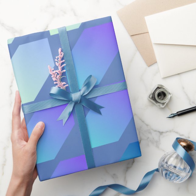 Blåfärgad övertoningshexagon Skriv ut Presentpapper (Gifting)