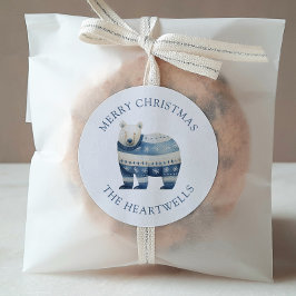 Blåfärgad Polar Bear God jul Runt Klistermärke