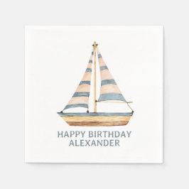 Blåfärgad Rand-segelbåt Pappersservett