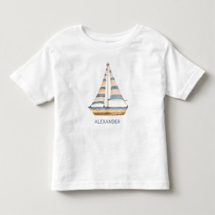 Blåfärgad Rand-segelbåt T Shirt