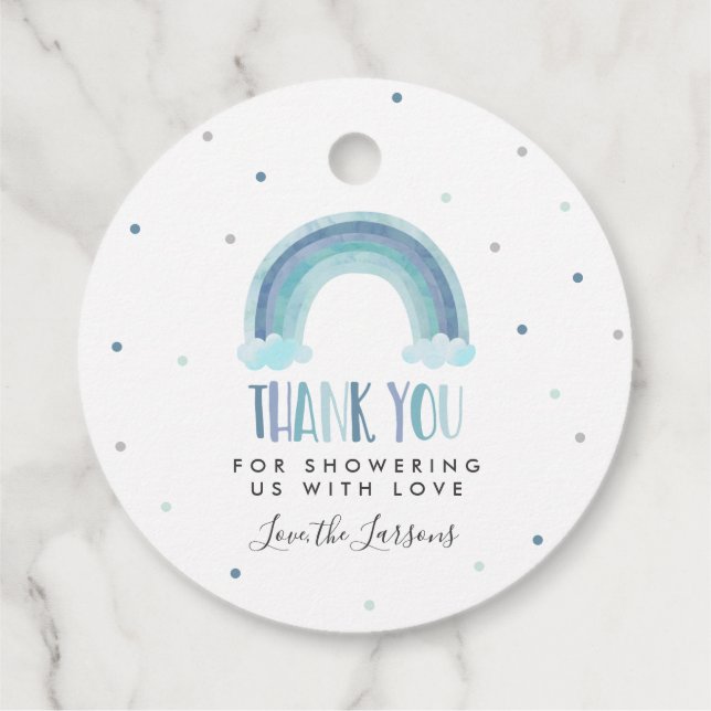 Blåfärgad regnbåge, babystöt gåvor etiketter (Baksida)