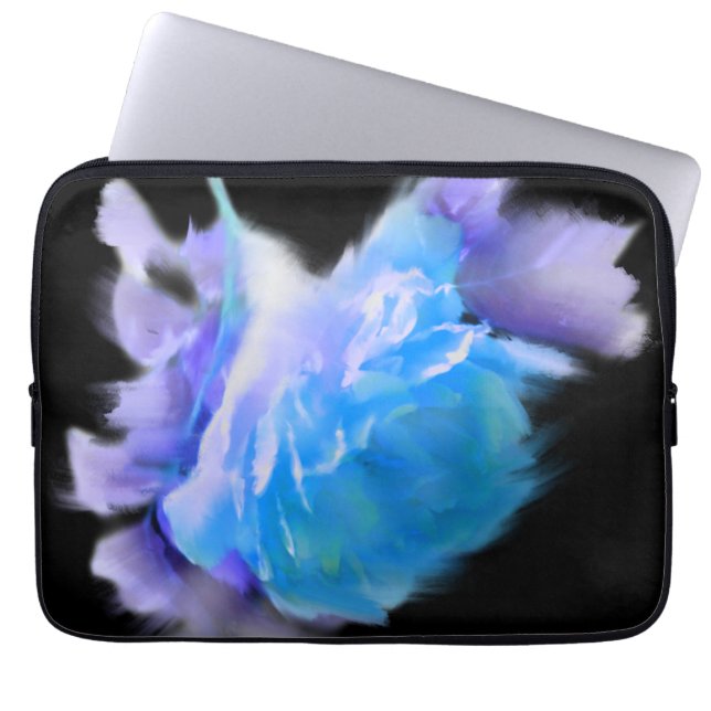 Blåfärgad ro blå blommigt laptop fodral (Framsidan)