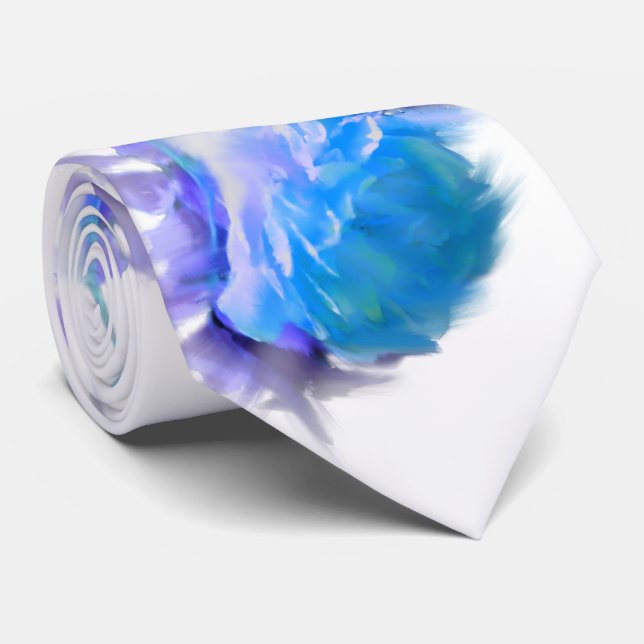 Blåfärgad ro blå blommigt slips (Rullad)