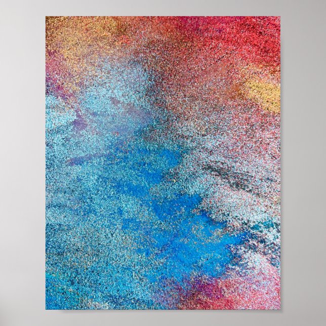 Blåfärgad Roligt Vattenfärg Art Vinkar efter abstr Poster (Framsidan)