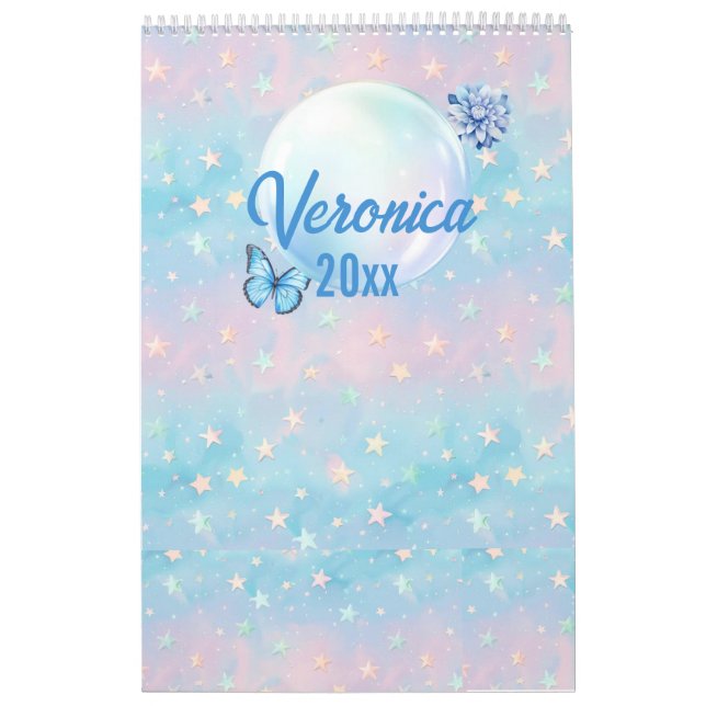 Blåfärgad Rosa - Gradient Starry Background Kalender (Omslag)