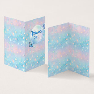 Blåfärgad Rosa - Gradient Starry Background Visitkort
