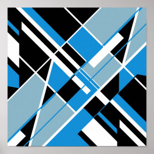Blåfärgad svart, vit, diagonal, kristallklar desig poster