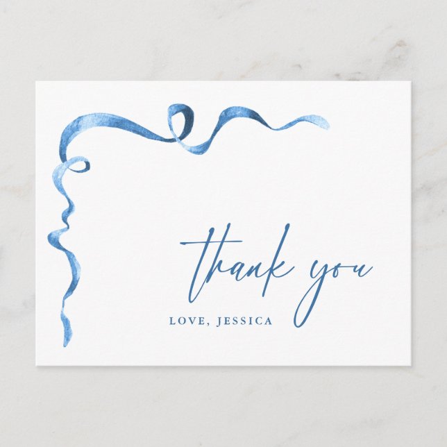 Blåfärgad Tack i Hand plockade Vykort (Framsida)