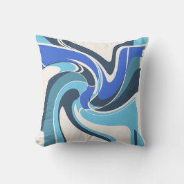 Blåfärgad Teal White Swirling Art Motif för Bright Kudde
