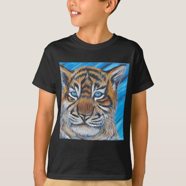 Blåfärgad tigermålning t-shirt (Framsida)
