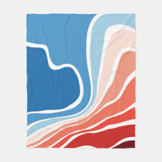 Blåfärgad till röd övertoning Groovy Liquid Linjer Fleecefilt