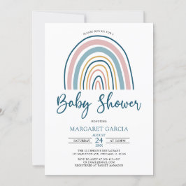 Blåfärgad tuggad toning Boho Rainbow Baby Shower Inbjudningar