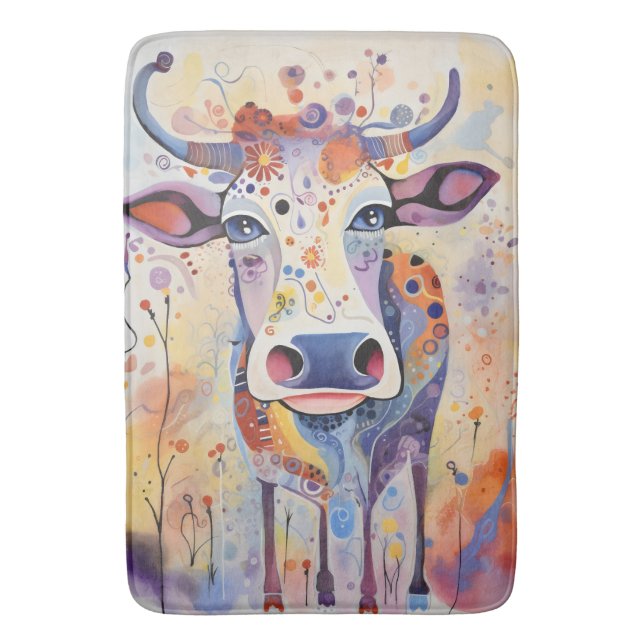 Blåfärgad vågsfärg Bubbelmjuk vit vit Kow-färg Badrumsmatta (Framsidan (Vertikal))