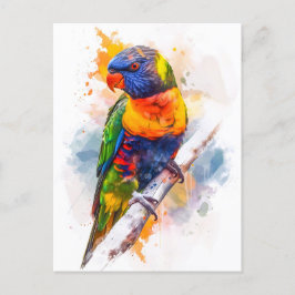 Blåfärgad vattenfärgad Lori Vykort