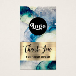 Blåfärgad vattenfärgsfolie guld paket infogning visitkort