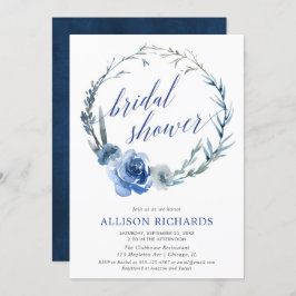 Blåfärgad vattenfärgsutandning möhippa för blommig inbjudningar