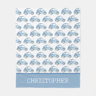 Blåfärgad Vintage Retro Buggy Kryp-bil Fleecefilt