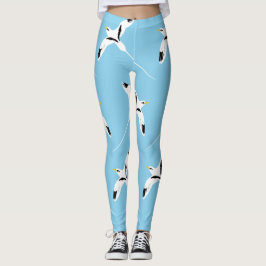 Blåfärgad, vit-tjärnig Tropicbird Blue Leggings