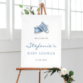 Blåfärgade Baby-skor.. Det är en pojkbabyskor Poster