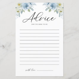 Blåfärgade Blommigtar Babyvykort