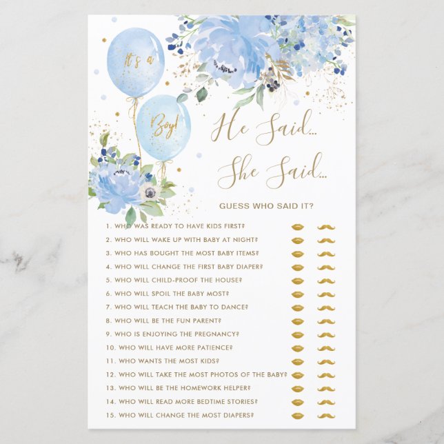 Blåfärgade Blommigtar sa hon att hon sa Baby Game (Framsida)