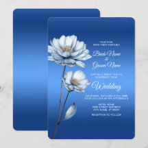 Blåfärgade blommor Bröllopsinbjudan