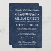 Blåfärgade bröllopsinbjudningar