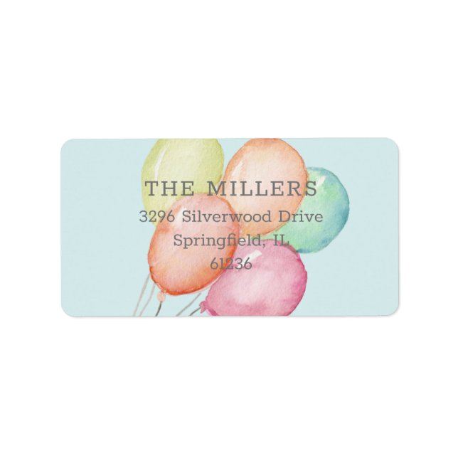 Blåfärgade bubblor adressetikett (Framsidan)