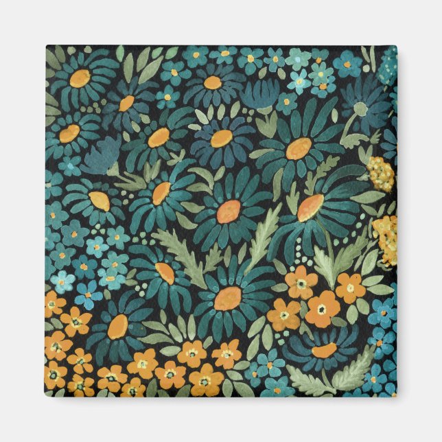 Blåfärgade daisy magnet (Framsidan)