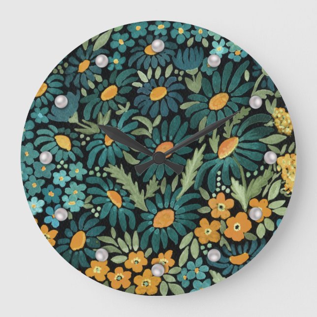 Blåfärgade daisy stor klocka (Framsida)