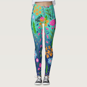 Blåfärgade färggradienter - Garden Flowers Söt Leggings
