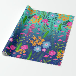 Blåfärgade färggradienter - Garden Flowers Söt Presentpapper