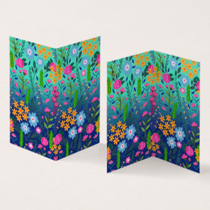 Blåfärgade färggradienter - Garden Flowers Söt Visitkort