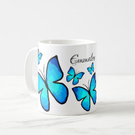 Blåfärgade fjärilar av Personlig Kaffemugg