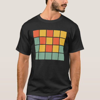 Blåfärgade fyrkanter med Orangen ord Games Retro-G T Shirt