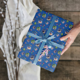 Blåfärgade kolumbine-blommor av glas Art nouveau Presentpapper