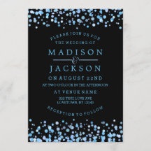 Blåfärgade konfetti-prickar Bröllbjudanden