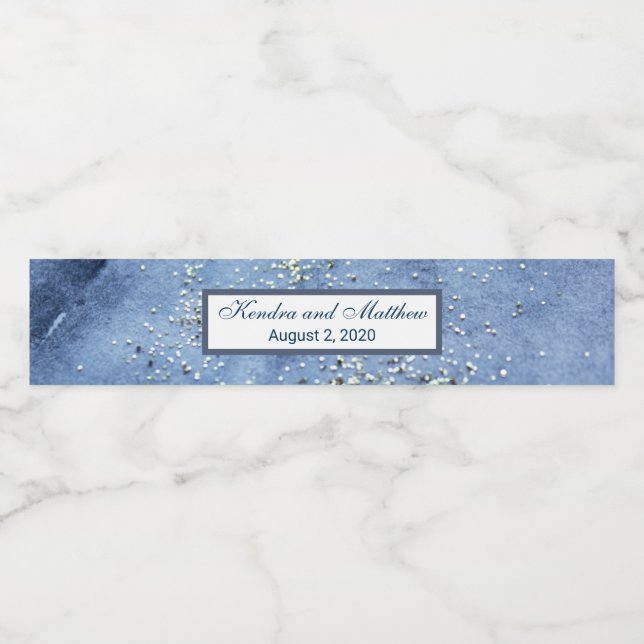 Blåfärgade kvicksilverpunkter i Silver Vattenflaska Etikett (Singel etikett)